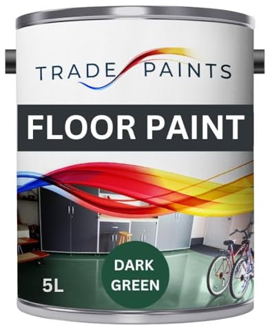 Heavy Duty Quick Dry Floor Paint - Garage, Workshop, Warehouse, Industrial Floor Paint - Ideal For Concrete, Stone, Brick, Wood & Metal (British Racing Green BS14C39, 5 l Pack of 1)
