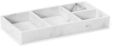 ANDREA HOUSE Bandeja Rectangular Blanca Efecto mármol