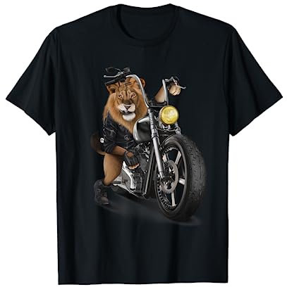 Lion Riding Classic Chopper Motorcycle T-Shirt