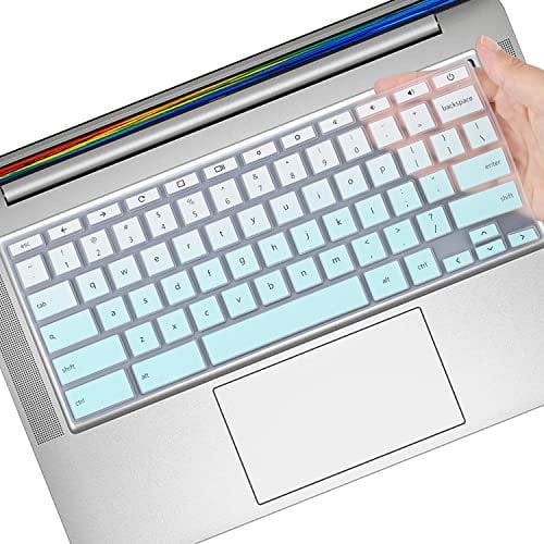 MUBUY-GOL Keyboard Cover for HP Chromebook x360 14-daxxxx 14a-caxxxx, 14a-naxxxx 14b-caxxx 14-akxxxx, 14 G2 G3 G4 G5 G6 14E G1 - MintGreen Silicone Waterproof Keyboard Cover