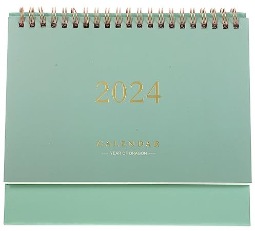 STOBOK 2023-2024 Desktop Kalender Mini Aufstehen Desktop Jahr Kalender Tabelle Papier Kalender Täglichen Scheduler Monatliche Seiten Staffelei Kalender (Grün)