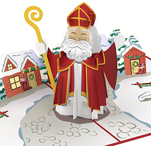 papercrush® Pop Up Weihnachtskarte Nikolaus - Lustige 3D Nikolauskarte für Kinder (Mädchen oder Jungen), Frauen und Mama, Handgemachte Nikolaus Geschenkkarte mit Umschlag, Grußkarte zum Nikolaustag