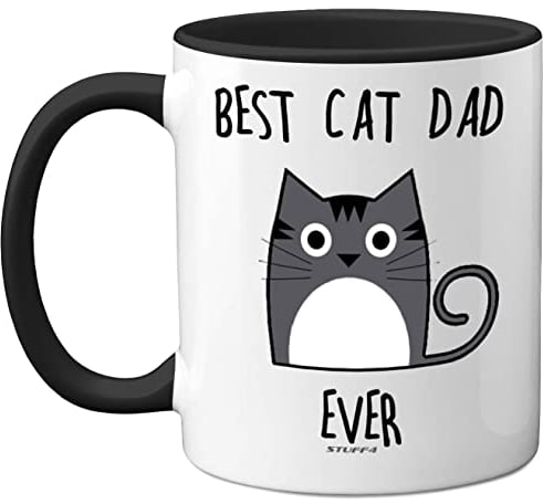 Stuff4 Best Cat Dad Ever Mug, Gifts for Cat Lovers, Dad Gifts, Cute Mugs for Men, Funny Coffee 11oz Ceramic Dishwasher Safe Premium Black Handle