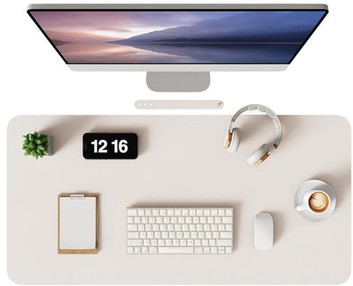 MOLMO Non-Slip Desk Mat, Waterproof Desk Pad Table Protector, Easy Clean Laptop Mat Large Mouse Pad Leather Writing Mat with Suede for Office /Home/Decor (Grey, 90 x 43 cm)