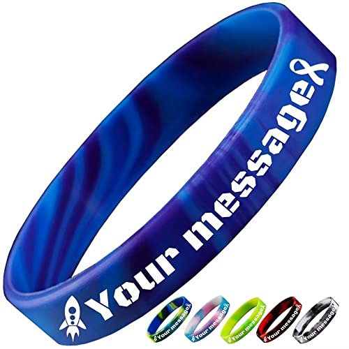 Aokizkdzsw Braccialetti Personalizzabili Bambini Gomma,Braccialetto Personalizzati Bulk in Silicone Incisi per Eventi e Feste,Marketing e Sensibilizzazione,Regali per Coppie Uomini e Donne