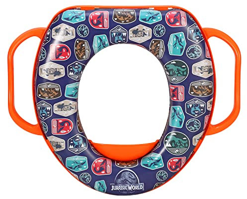 Jurassic World Soft Padded Potty Toilet Training Seat with Handles for Toddlers Kids Children, Portable for Travel & Easy to Clean