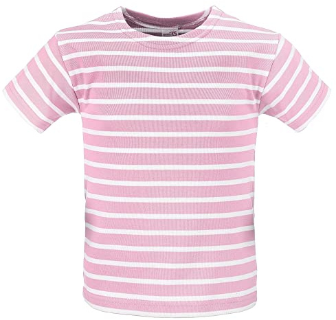 modAS Kinder T-Shirt mit Streifen Bretonisches Shirt - Streifenshirt Mädchen Jungen Baumwolle in Rot/Weiß Größe 80