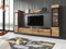 MINIO go for it - Ensemble D'éléments Muraux 4 Pièces Veve 2 I Suspendu Ou Debout I 2X Armoire Haute Vitrine I Lowboard I Panneau Mural I sans Éclairage I Chêne Wotan
