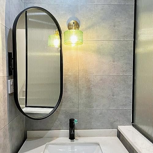 Swivel Corner Wall Mirror, Oval Bathroom Mirror, 30X50cm,35X60cm,40X80cm,40X90cm Decorative Mirror With Frame, Makeup Mirror, Aluminum Frame, HD, Explosion Proof, Black, Gold, White(Nero,30X50cm)