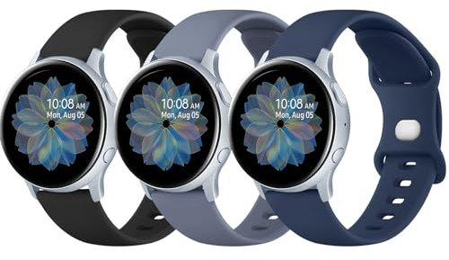 AK Pack 3 Bracelet Compatible avec Samsung Galaxy Watch Active 2 Bracelet Samsung Galaxy Watch 3 41mm, Bracelet de montre en silicone souple pour Samsung Galaxy Watch Active 2 40mm 44mm(Pack D)