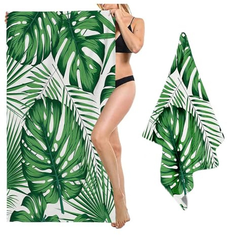 SHROUDEX Palmblatt Strandtuch 90x180 cm Tropical Pflanzen Mikrofaser Strandtuch Badetuch Strandlaken Handtücher Für Bad Schwimmen Camping Yoga (100x200cm,7)