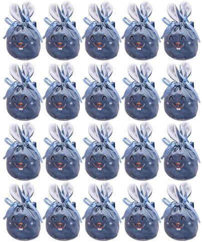 Luckxing Osterhasen Taschen, 20 Stück Hasen Samt Säckchen, 11 X 14 cm Ostertasche Mit Ohren, Osterbeutel Samt Osterbeutel Zum Befüllen, Samt Tasche Mit Ohren Für Kinder Süßigkeiten Geschenken