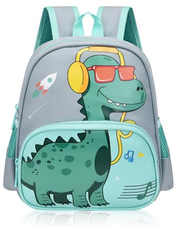 Kindergartenrucksack Jungen Dinosaurier Rucksack Kinderrucksack Jungen, Wasserdicht Vorschule Kleinkind Schulrucksack Kindergarten Schultasche für 2-6 Jahre (Grau)