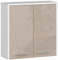 3E 3xE living.com Hängender Badezimmerschrank: Zwei Türen, Zwei Einlegeböden, Farbe: weiß | Cappuccino-Glanz, A: B: 60 cm, H: 60 cm, T: 22,5 cm.