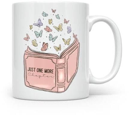 Noble & Page - Kaffeetasse aus Keramik - Runde Tasse - 11 fl oz - Nur ein weiteres Kapitel - Schmetterling-Design - Handbedruckt in UK - Spülmaschinenfest - Perfekt für Buchliebhaber