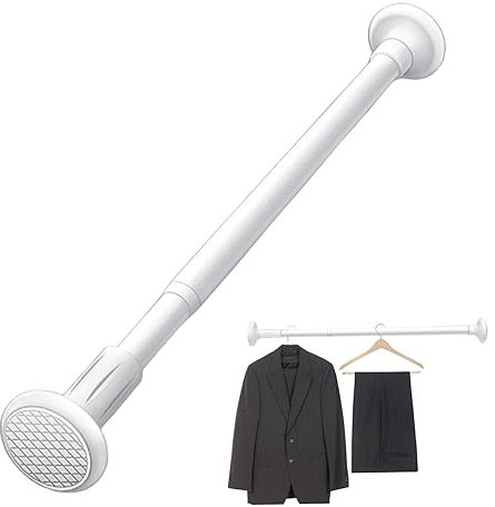 Tringle à Rideau Blanche 50-80 Cm Rail De Douche Extensible Φ 27 Mm Sans PerçAge Tringle à Rideau Pouvant Supporter Jusqu'à 90 Kg Rail De Barre De Suspension TéLescopique En Acier Inoxydable Pour Baig