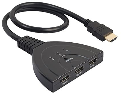RIKYJIC Commutateur HDMI 3 pouces 1 sortie 1080p 3D avec câble 0,5 m, contrôle multimédia sans effort