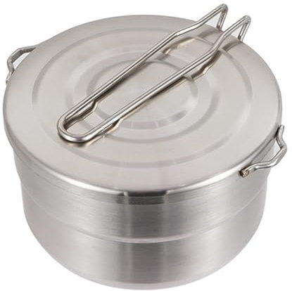 ZBIianxer Casseroles en acier pour l'extérieur Récipient alimentaire avec poignée pliante pour feu de camp et pique-niques, camping, ustensiles de cuisine de voyage