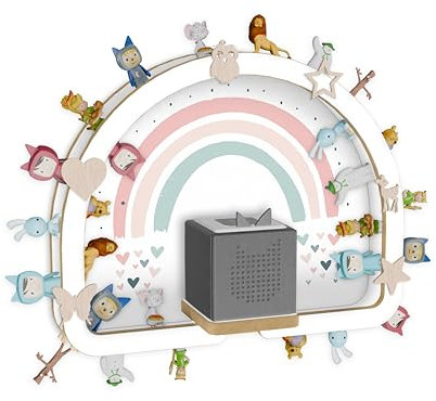 Holzura Tonie Regal Personalisiert, Magnetischer Rahmen Toniebox Regal für Tonies und Toniebox, Regenbogen