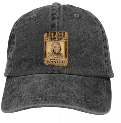 GUPUOOU Scorpion Wanted Poster Baseballmütze Männer Hüte Frauen Visierschutz Snapback Mortal The Kombat Fighting Game Caps Baumwolle, für alle Jahreszeiten
