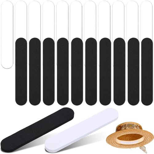 Hut Größe Reduzierer,24 Stück Selbstklebend Huteinlagen Hutgrößen Reduzierer Klebeband Schaum Reduzierband Hutverkleinerer Selbstklebend für Hüte,Kappen,Schweißband (Schwarz Weiß),110 x 20 x 5 mm