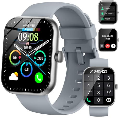 Montre Connectée Homme Femme, 1.96HD Smartwatch avec Appel Bluetooth, 110+ Modes Sportifs Montre Connectee Tendance, Podometre/Sommeil/Cardiofrequencemetre, IP68 Etanche Montre Sport pour Android/iOS