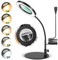 10X Tischlupe mit Licht und Ständer, Standlupe Lupenleuchte mit Standfuß Lampe mit Lupe und Licht LED mit 5 Farbmodi Dimmbare für Handwerk Malerei Schließen Arbeit Lesen Basteln