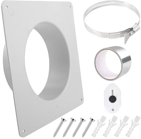 Bride de raccordement de canal Ø150mm/6 pouces Bride de tuyau droite en plastique ABS avec colliers de serrage ruban d'alu Bride de tuyau pour système de ventilation de chauffage et de refroidissement
