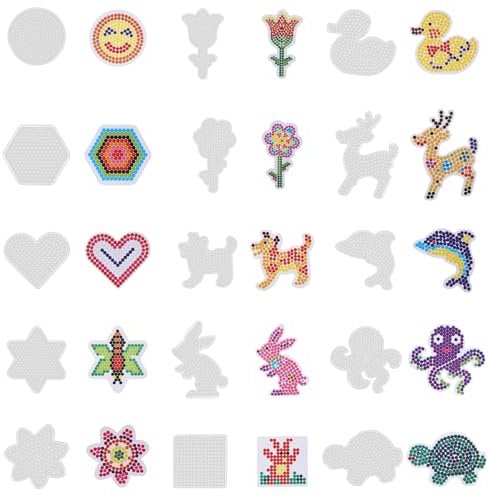 15 Muster Bügelperlen Platten Bügelperlen Vorlagen, 5mm Silikonperlen Perlenbrett Steckperlen Platten DIY Basteln Handwerk Kunststoff Bügelplatte Tiere Blumen Geometrische Muster