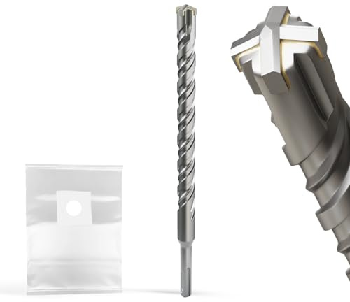 XZH SDS Plus Masonry Drill Bits 18mm x 260mm, Professional Tungsten Carbide Cross Tip, Long SDS Hammer Drill Bits for Wall, Stone, Concrete, Brick