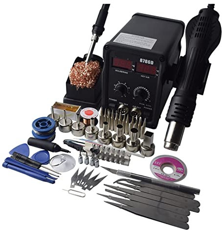 Poste de Soudage, 750W 2 en 1 SMD Station de repensage de l'équipement 8786d Gun à air chaud + fer à souder