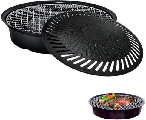 Cikiki Portable BBQ Grill Pan,Non-Stick Japanese BBQ Grill Pan,Multifunctional Frying Korean Grill Pan for Outdoor and Indoor,Suitable for Gas Stoves, Induction Cookers, and Ceramic Stoves