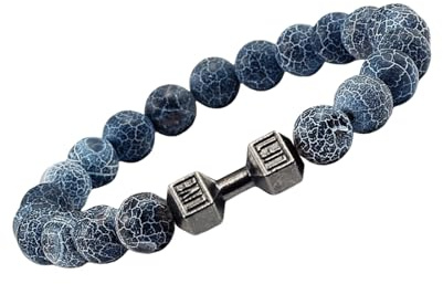 YUGSHNKFC Mehrzweck Perlenarmband Für Herren Natürliche Elegante Lavaed Stone Dumbbell Charme Für Und Fitnessschmuckstücke Steinarmband