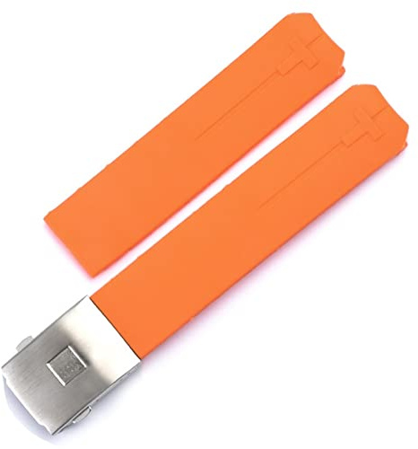 FFHDJL Für Tissot T-TOUCH T013 T047 20mm Weiches Silikon Gummi Uhrenarmband Schwarz Orange Sport Wasserdichtes Uhrenarmband T091 T013420A(Orange-silver)