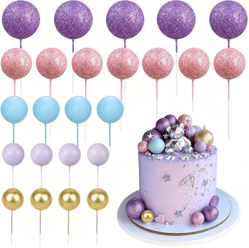 xolear 50 Stück Tortendeko Kugeln, DIY Kuchendekoration luftballon | 4 Größen Tortendeko Kugeln Mini, Kuchendekoration Ballons für Geburtstag, Hochzeit, Valentinstag (Lila Serie)