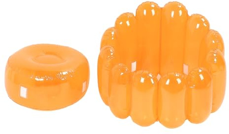 Marhynchus Aufblasbarer Sofa-Sessel, Tragbare Aufblasbare Outdoor-Couch in Transparenter Bonbonfarbe für Wohnzimmer, Schlafzimmer, Poolparty und Spiele (ORANGE)