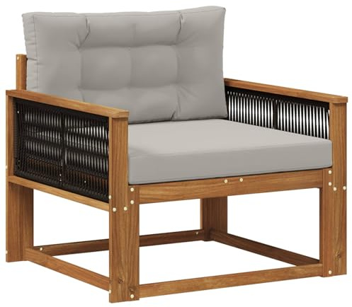 vidaXL Outdoor Mittelsofa Natur, Akazienholz Outdoor Mittelsofa, wetterfestes Patiositzmöbel, modernes Möbel für Gartenlounge und Balkon