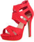 Elara Damen Pumps Offen Stilettos High Heels Chunkyrayan LL85-Rot-40