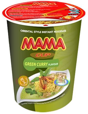 Mama Brand Instant Cup Noodles Green Curry Flavour 70g