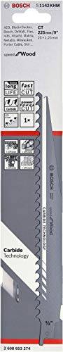 Bosch Professional Säbelsägeblatt S 1142 KHM Speed for Wood (für Holz, 225 x 25 x 1,25 mm, Zubehör Säbelsäge)