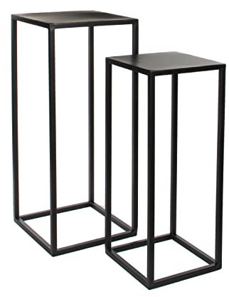 MICA Decorations Beistelltische Goa Schwarz Metall 2er Set - 70 & 60 cm hoch - Satztisch - Pflanztisch