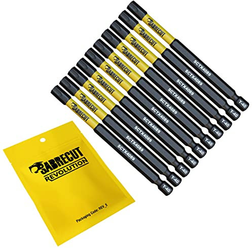 10 x SabreCut SCTX4089_10 89mm T40 TX40 magnetische Schlagschrauber Bohrer Bits Set Torx Hochleistung für Dewalt Milwaukee Bosch Makita und weitere