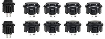 C-FUNN 30Mm 24Mm Negro Botones Pulsadores para Arcade Juego Joystick Controlador Mame