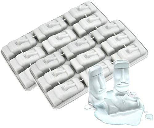 2 unidades de 9 huecos de Pascua Isla Moai cabeza piedra estatuas cubitos de hielo bandejas TPR Chocolate Candy Jello jabón molde