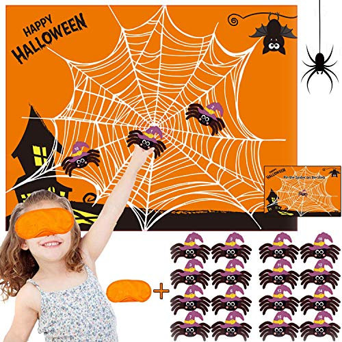 Funnlot Halloween Games Halloween Party Games for Kids Pin The Spider on The Web Game Halloween Party Favors and Games Activities Pin The Tail