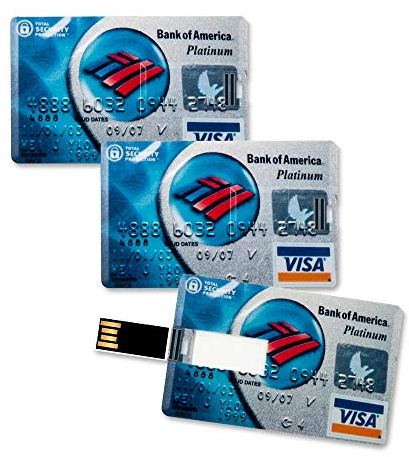 3X Speicherkarte 8GB in Scheckkartenform Bank of America Platinum Visa Card USB