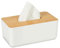 Relaxdays Tücherbox mit Deckel aus Bambus, fürs Bad, modernes Design, Kunststoff, H x B x T: 10 x 23 x 13 cm, weiß/natur