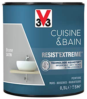 V33 Peinture multi-supports monocouche Cuisine & Bain Resist'Extrême® Satin, Brume, 0,5L