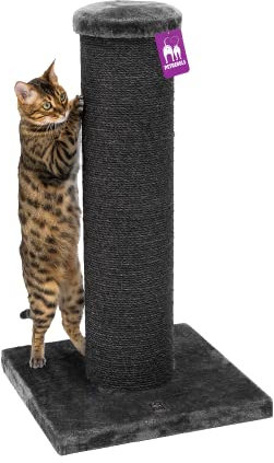 Petrebels Kratzstamm XXL für große Katzen, Hohe Qualität Kratzbaum Savannah 86 cm hoch, Kratzsäule mit Ø20 cm Dicke stämme, Farbe Schwarz