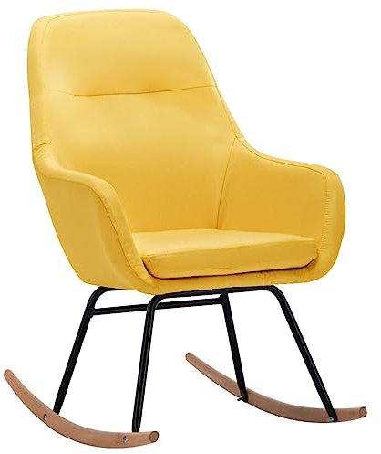 vidaXL Schaukelstuhl Relaxstuhl Schwingsessel Schwingstuhl Stuhl Polsterstuhl Wippstuhl Schaukelsessel Sessel Relaxsessel Senfgelb Stoff